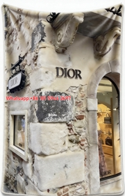 Dior Vintage Storefront Flannel Throw Blanket D150